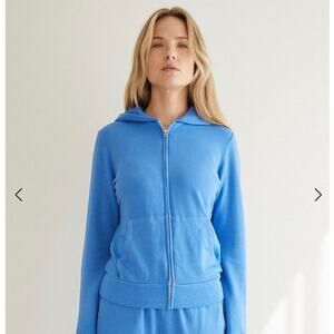 Monrow Zip Hoodie Light Blue Small NWT Made in USA